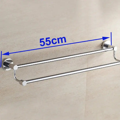Modern chrome double towel bar bathroom rack