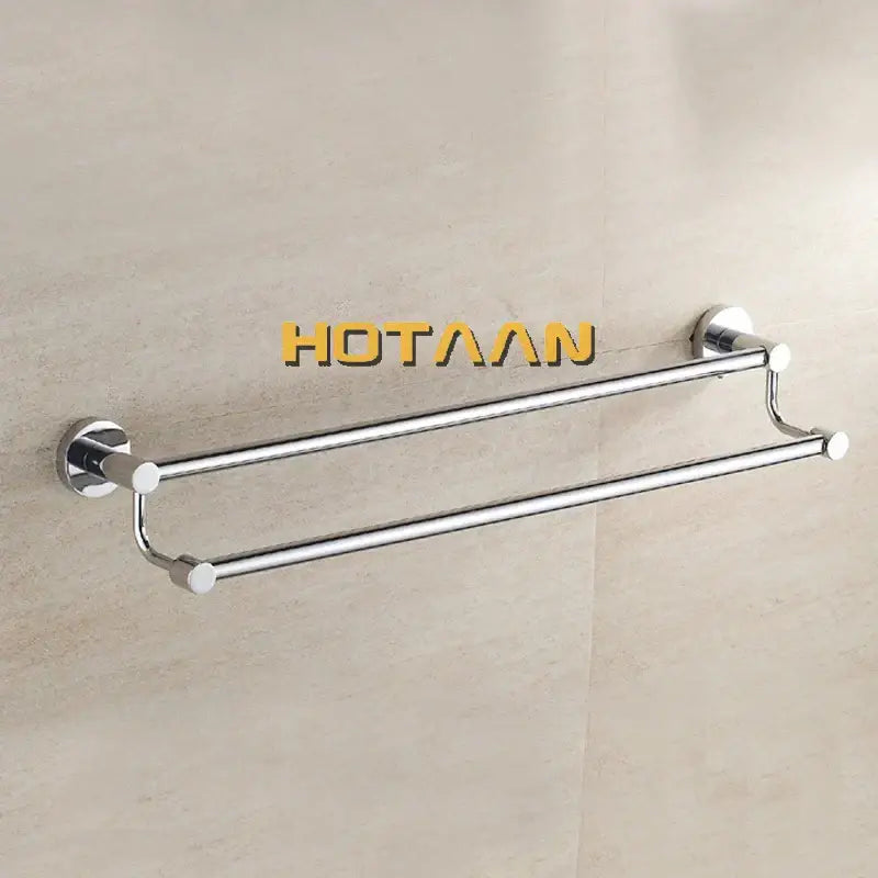 Modern chrome double towel bar bathroom rack