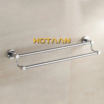 Modern chrome double towel bar bathroom rack