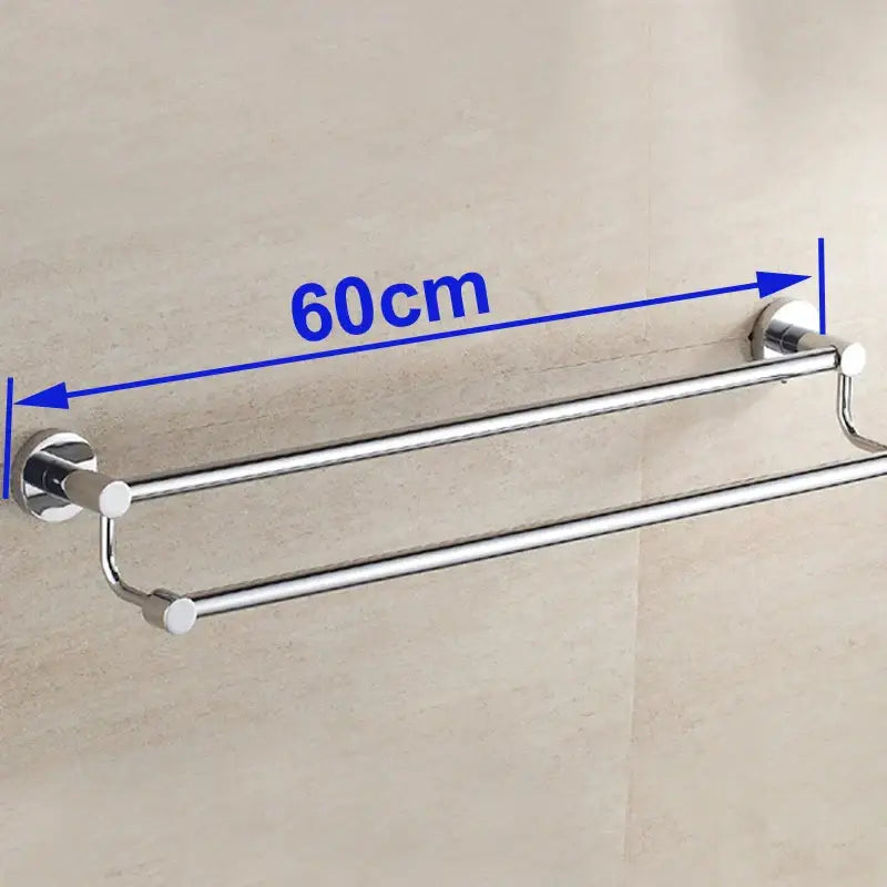 Modern chrome double towel bar bathroom rack
