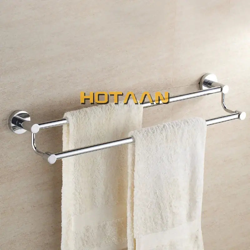 Modern chrome double towel bar bathroom rack