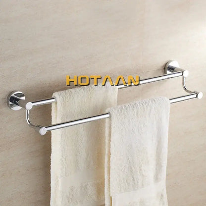Modern chrome double towel bar bathroom rack