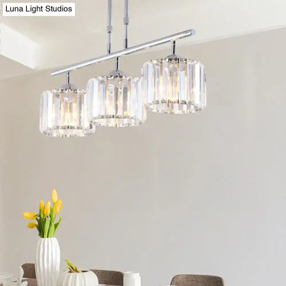 Modern chrome drum crystal shade pendant light – bedroom