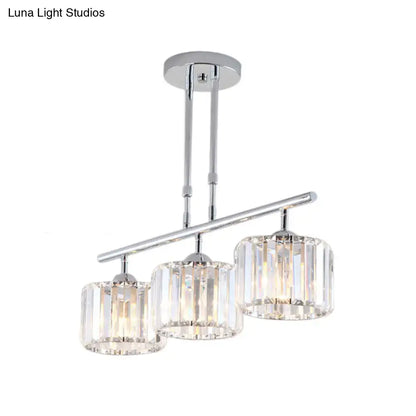 Modern chrome drum crystal shade pendant light – bedroom