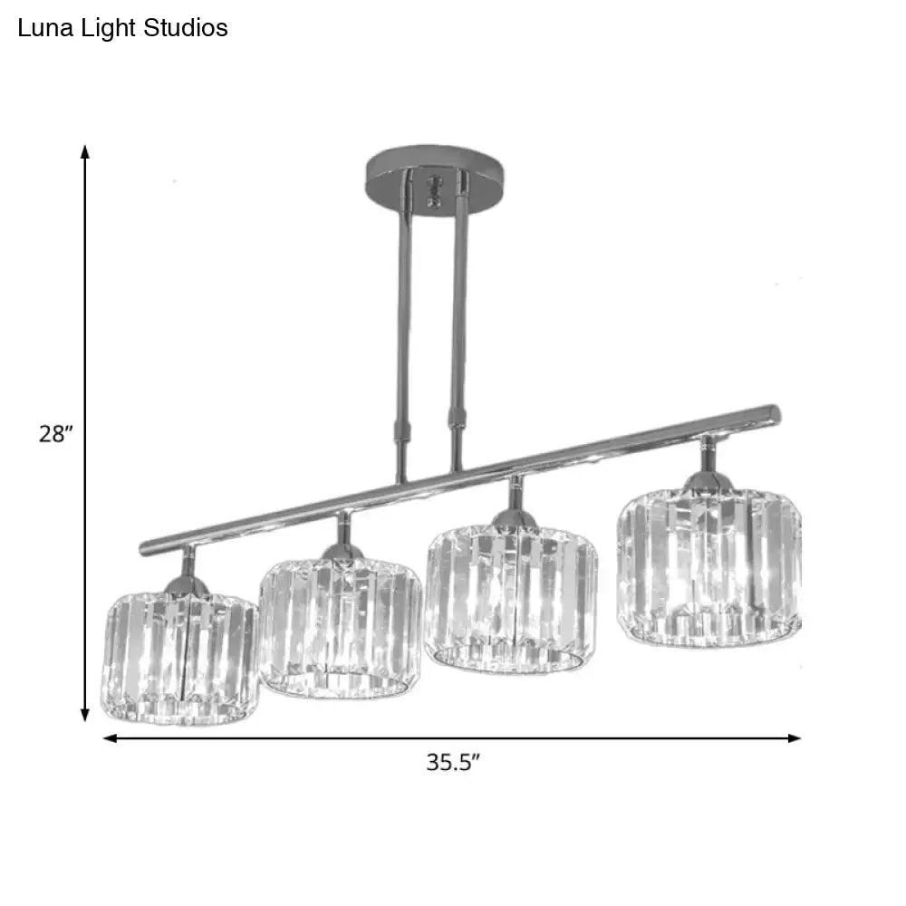 Modern chrome drum crystal shade pendant light – bedroom