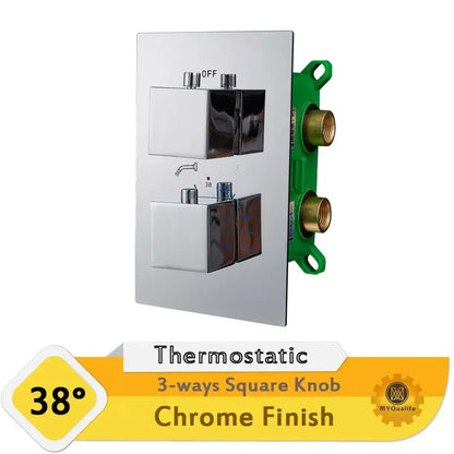 Modern chrome dual handle shower mixer valve bathroom control panel