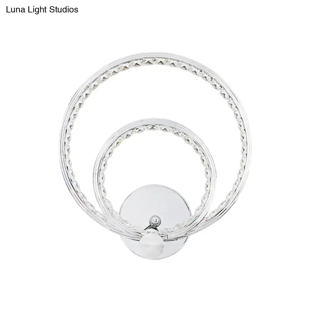 Modern chrome dual ring led wall mounted light bedroom fixture