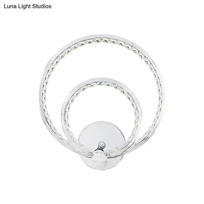 Modern chrome dual ring led wall mounted light bedroom fixture