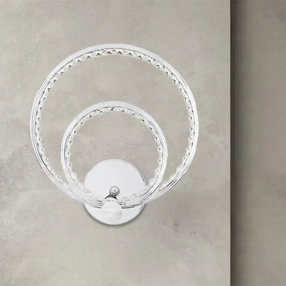 Modern chrome dual ring led wall mounted light bedroom fixture