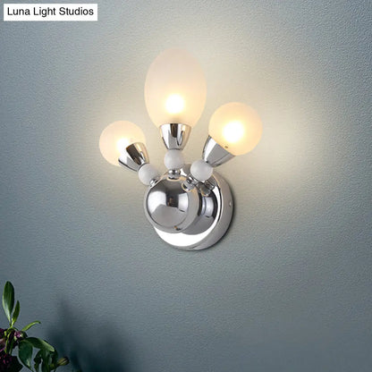 DecorBites™ Modern Chrome Egg Wall Light Fixture with 2/3 White Glass LED Lights
