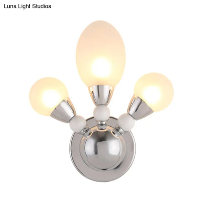 DecorBites™ Modern Chrome Egg Wall Light Fixture with 2/3 White Glass LED Lights