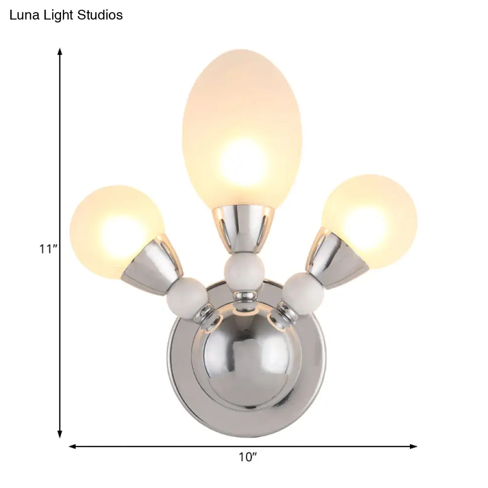 DecorBites™ Modern Chrome Egg Wall Light Fixture with 2/3 White Glass LED Lights