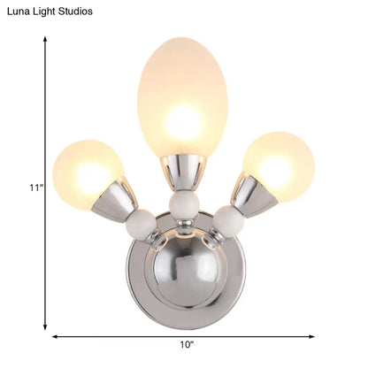 DecorBites™ Modern Chrome Egg Wall Light Fixture with 2/3 White Glass LED Lights