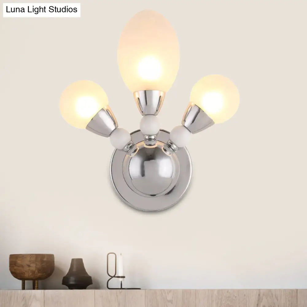 DecorBites™ Modern Chrome Egg Wall Light Fixture with 2/3 White Glass LED Lights