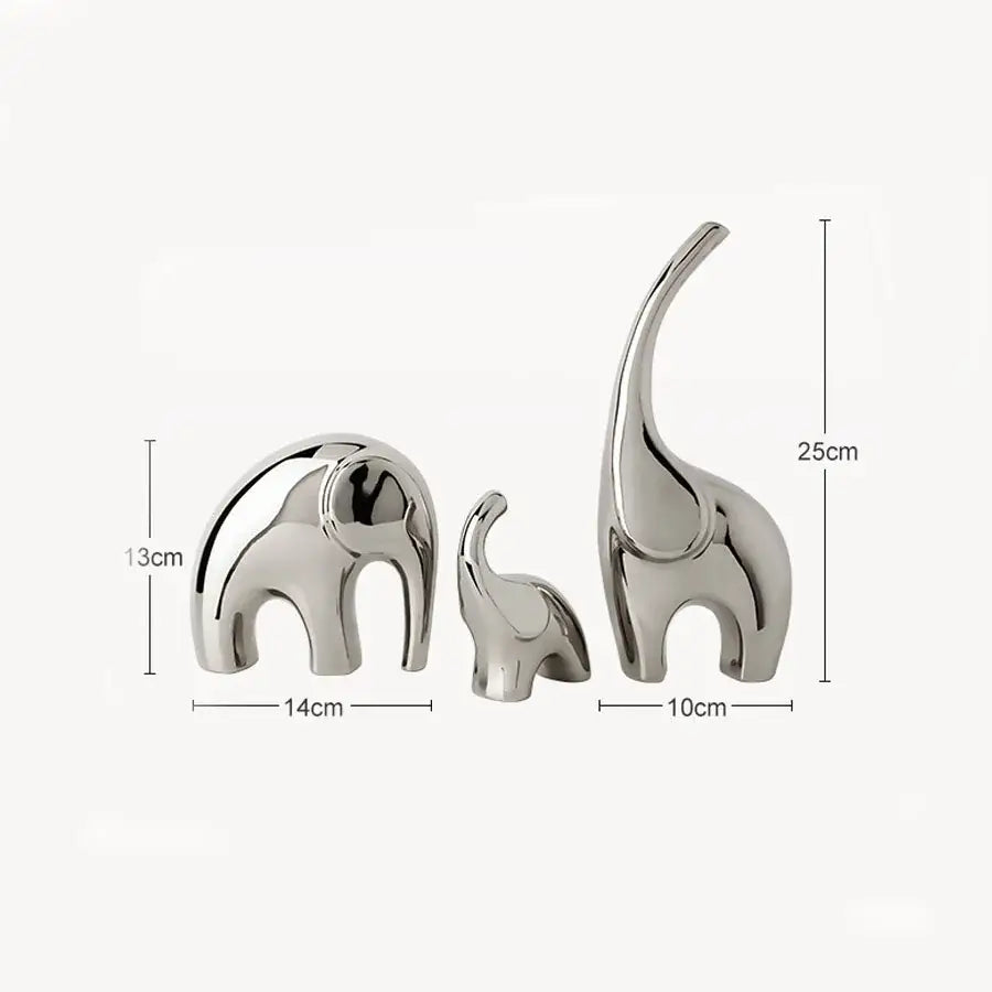 Modern chrome elephant sculpture ceramic bookends living room decor