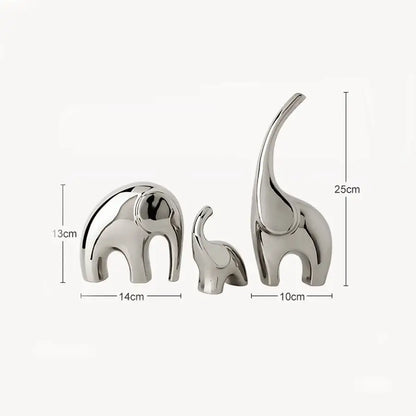 Modern chrome elephant sculpture ceramic bookends living room decor