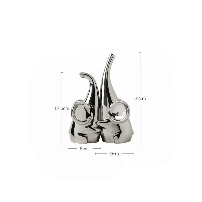 Modern chrome elephant sculpture ceramic bookends living room decor