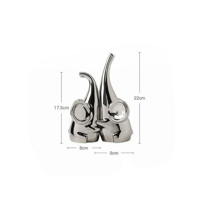 Modern chrome elephant sculpture ceramic bookends living room decor
