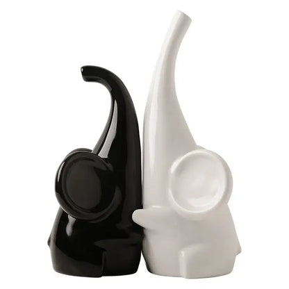 Modern chrome elephant sculpture ceramic bookends living room decor