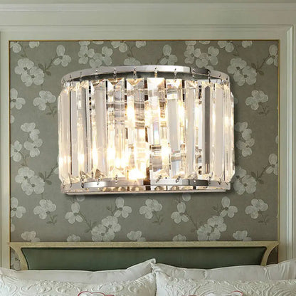 Modern chrome finish crystal wall lamp bedroom e12 e14 light