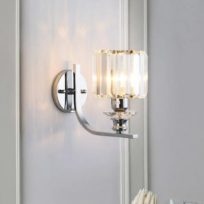 Modern chrome finish crystal wall sconce living room e26 e27 light