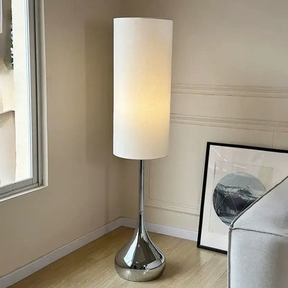 Modern chrome floor lamp with fabric shade living room light