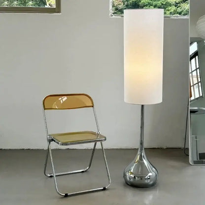 Modern chrome floor lamp with fabric shade living room light