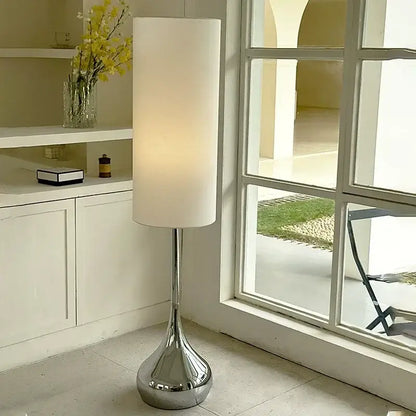 Modern chrome floor lamp with fabric shade living room light