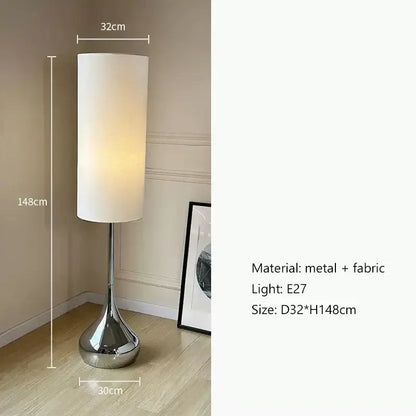 Modern chrome floor lamp with fabric shade living room light
