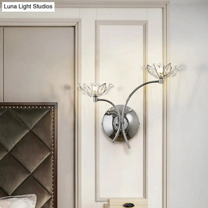 DecorBites™ Modern Chrome Flower Wall Lamp with Crystal Stamen - Bedside Sconce
