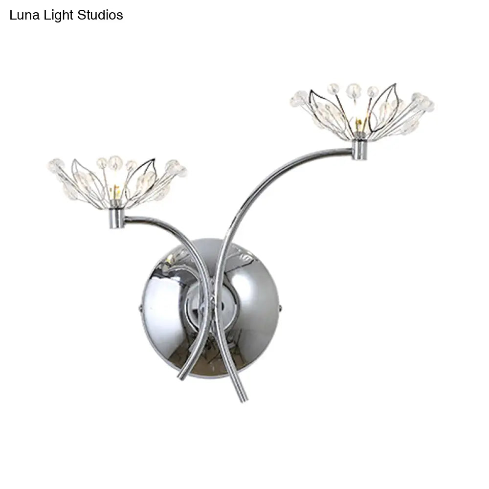 DecorBites™ Modern Chrome Flower Wall Lamp with Crystal Stamen - Bedside Sconce