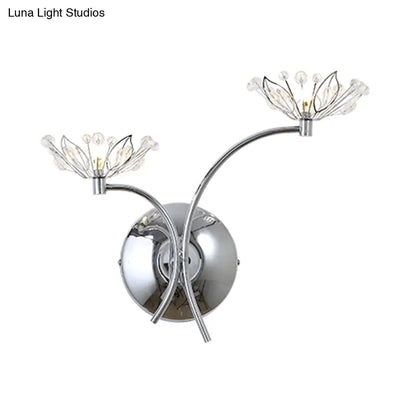 DecorBites™ Modern Chrome Flower Wall Lamp with Crystal Stamen - Bedside Sconce