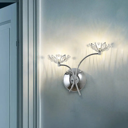DecorBites™ Modern Chrome Flower Wall Lamp with Crystal Stamen - Bedside Sconce