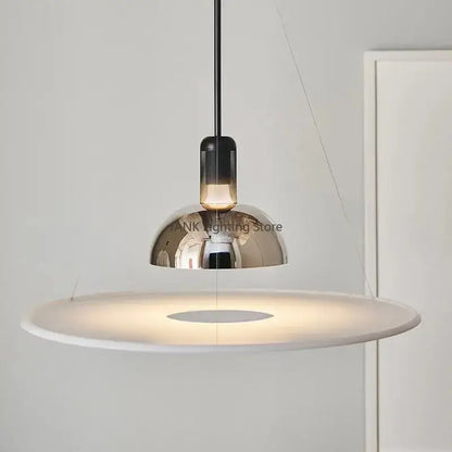 Modern chrome flying saucer chandelier for living room lighting