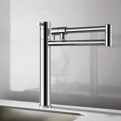 Modern chrome foldable kitchen faucet with articulated spout
