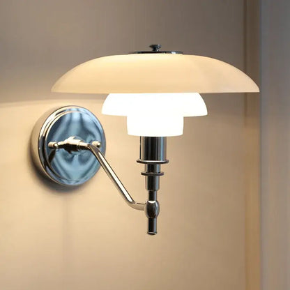 Modern chrome french glass wall lamp bedroom articulated sconce