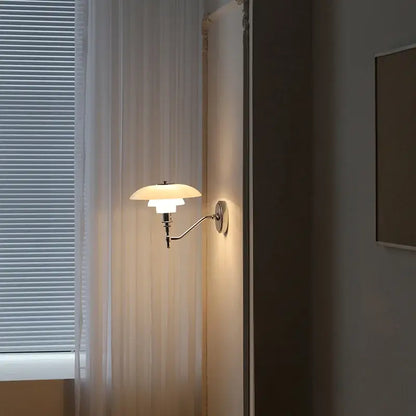 Modern chrome french glass wall lamp bedroom articulated sconce