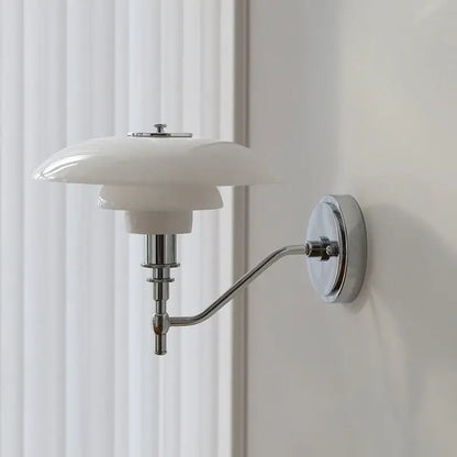 Modern chrome french glass wall lamp bedroom articulated sconce