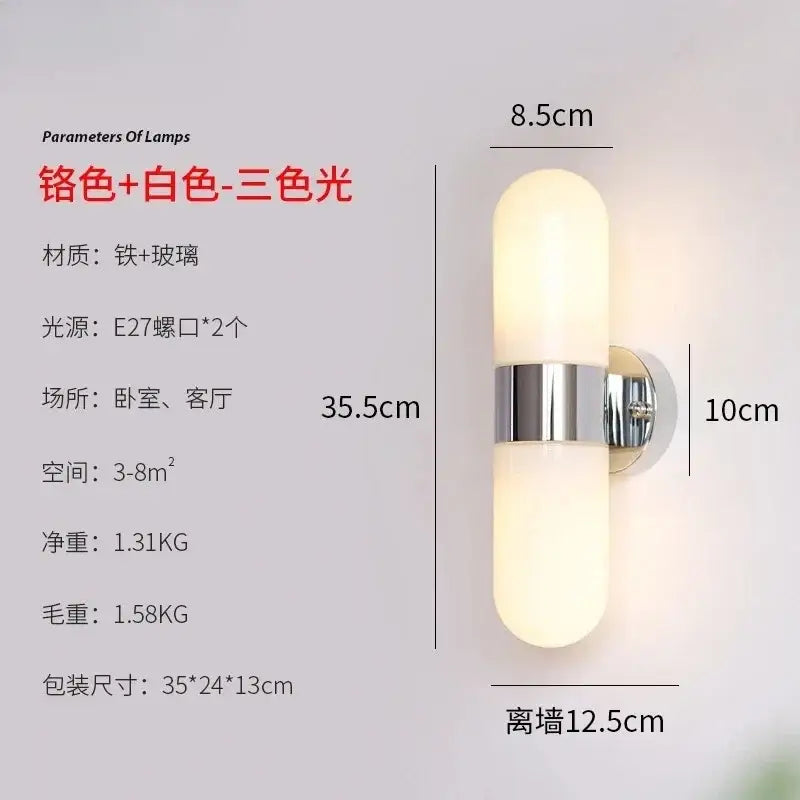 Modern chrome frosted glass vanity mirror light bathroom sconce