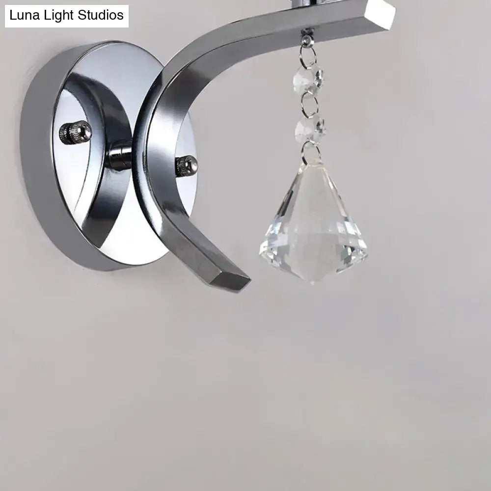 Modern chrome frosted glass wall light fixture bedroom crystal pendant