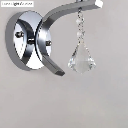 Modern chrome frosted glass wall light fixture bedroom crystal pendant