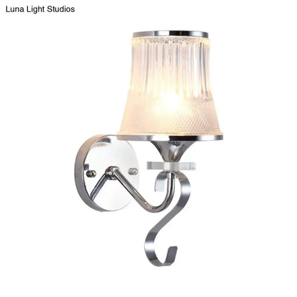 Modern chrome frosted glass wall light fixture bedroom crystal pendant
