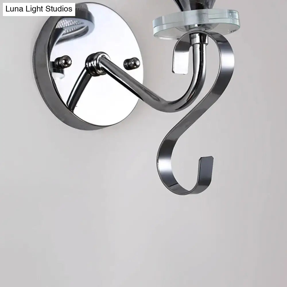 Modern chrome frosted glass wall light fixture bedroom crystal pendant