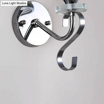 Modern chrome frosted glass wall light fixture bedroom crystal pendant