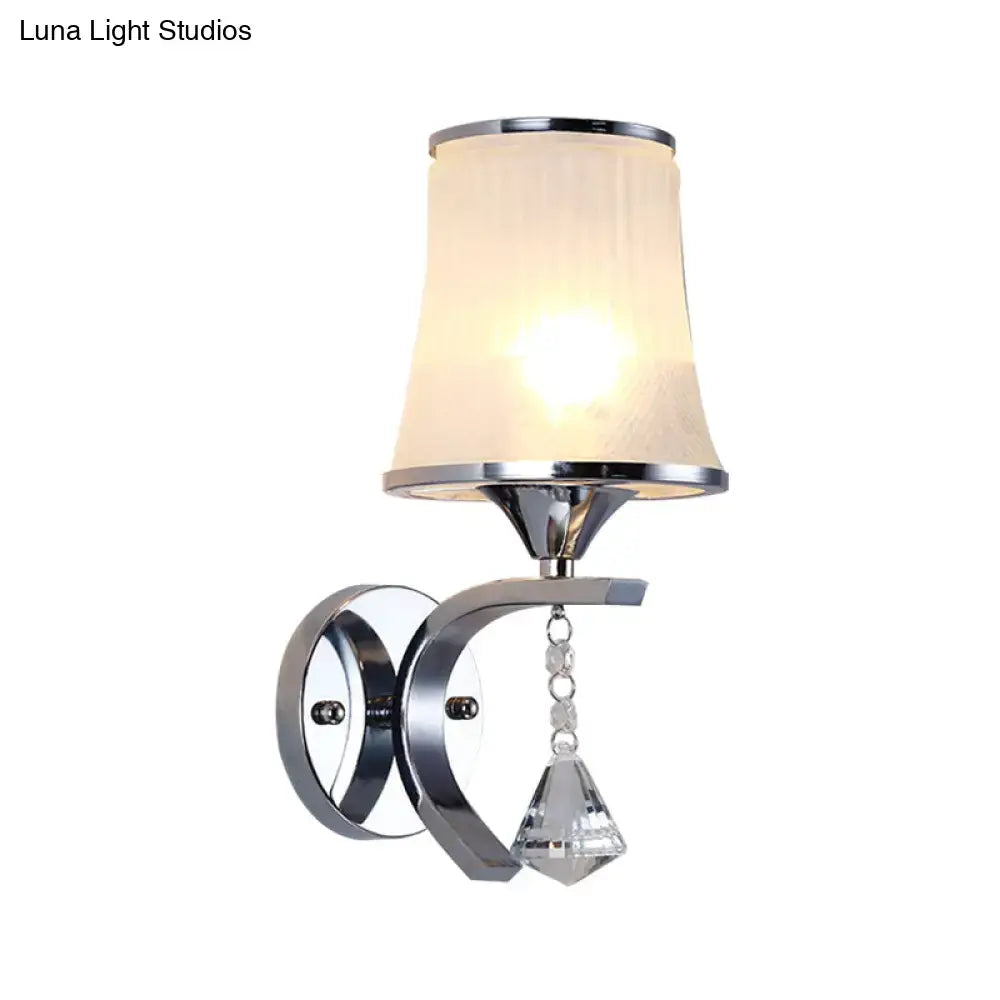 Modern chrome frosted glass wall light fixture bedroom crystal pendant