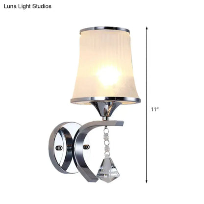 Modern chrome frosted glass wall light fixture bedroom crystal pendant