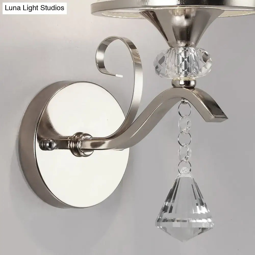 Modern chrome frosted glass wall light fixture bedroom crystal pendant