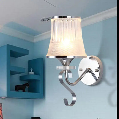 Modern chrome frosted glass wall light fixture bedroom crystal pendant