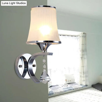 Modern chrome frosted glass wall light fixture bedroom crystal pendant