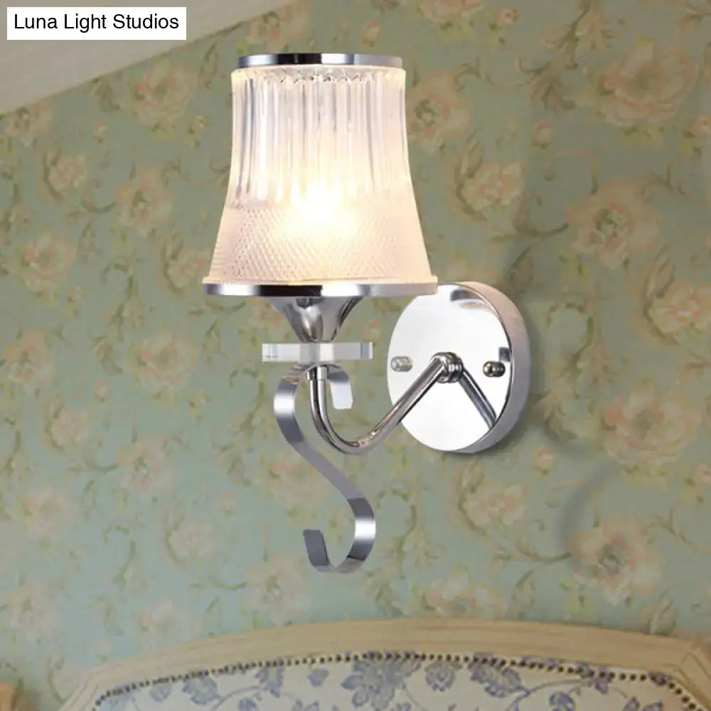 Modern chrome frosted glass wall light fixture bedroom crystal pendant